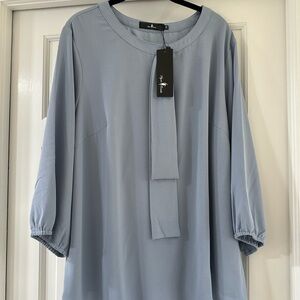 Agnes Orinda Blouse size 2X color blue New With Tags NWT
